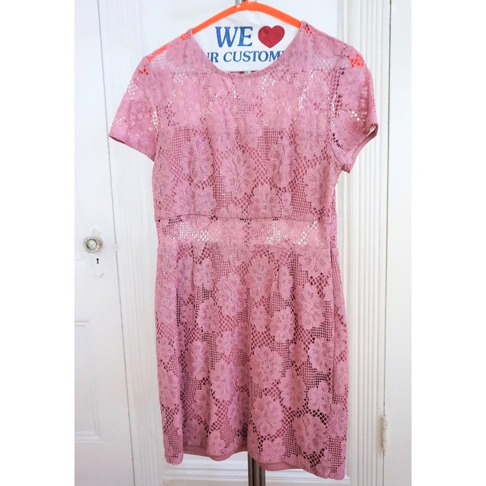 NSR Dusty Pink Lace Short Sleeve Dress